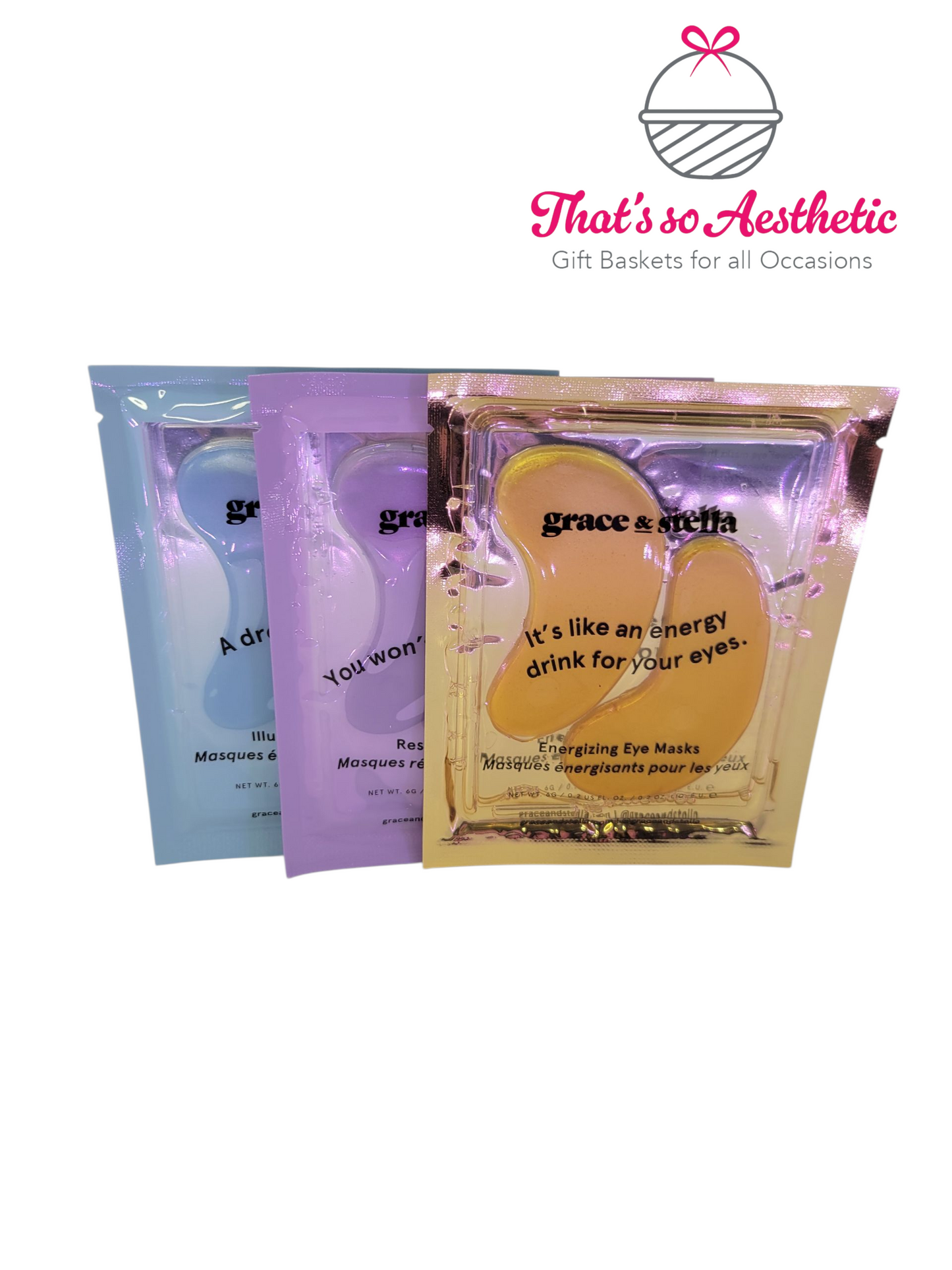 "Glow up your basket!" Pop in an extra eye mask for some extra pampering.